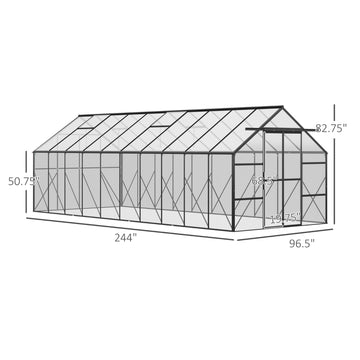 Large Greenhouse With Adjustable Roof Vent And Sliding Door Aluminum Greenhouse For Winter Clear